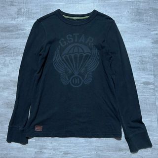 GSTAR RAW ジースターロゥ 長袖Tシャツ ロンT 黒 ブラック ロゴ(Tシャツ/カットソー(七分/長袖))