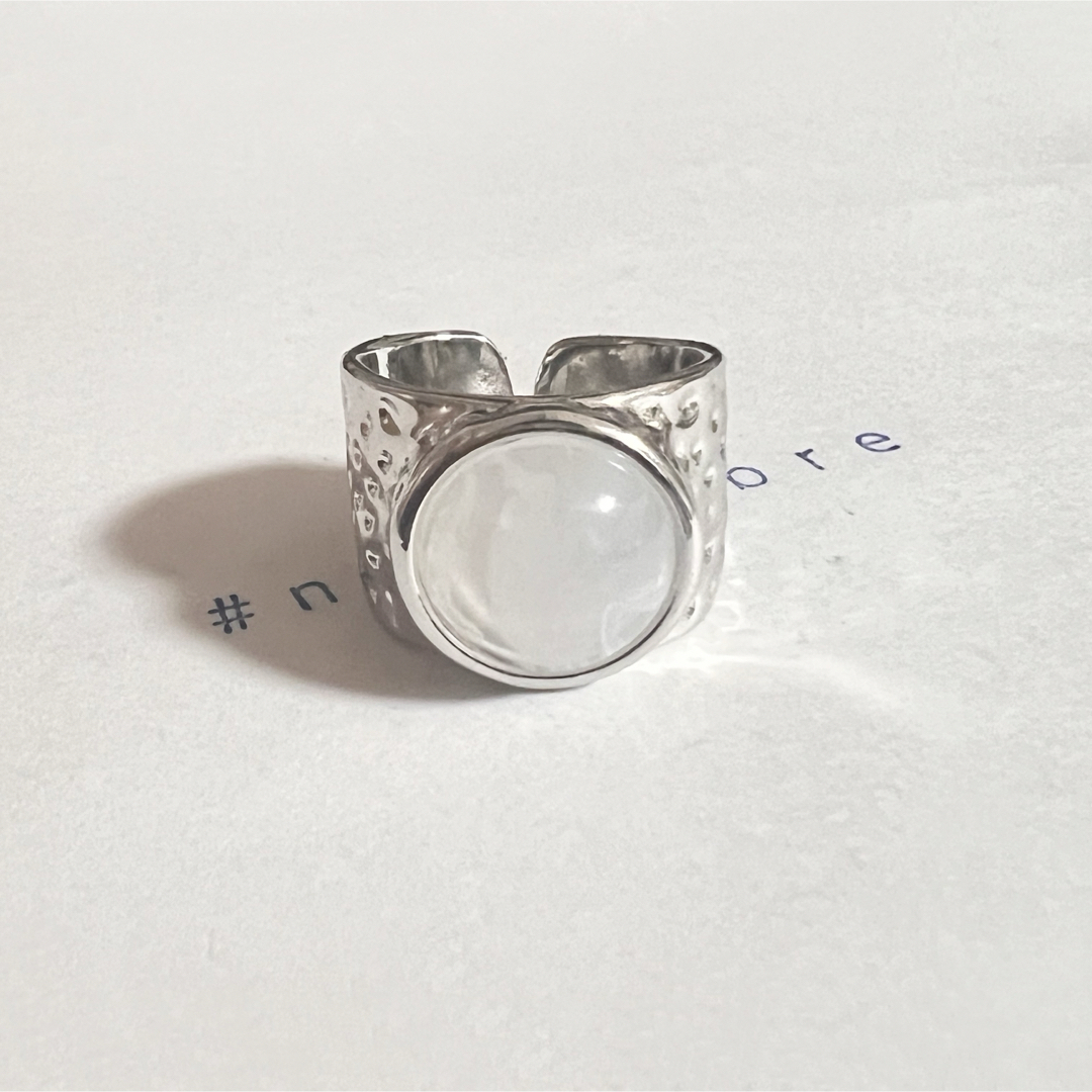 シルバーリング 925 銀 ビジュー オパール風 凸凹 ワイド 韓国 指輪 メンズのアクセサリー(リング(指輪))の商品写真