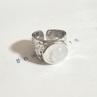 シルバーリング 925 銀 ビジュー オパール風 凸凹 ワイド 韓国 指輪(リング(指輪))