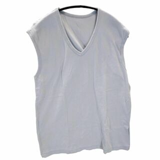 SI1382◆新品 メンズ ノースリーブVネックシャツ  5L ライトグレー(Tシャツ/カットソー(半袖/袖なし))
