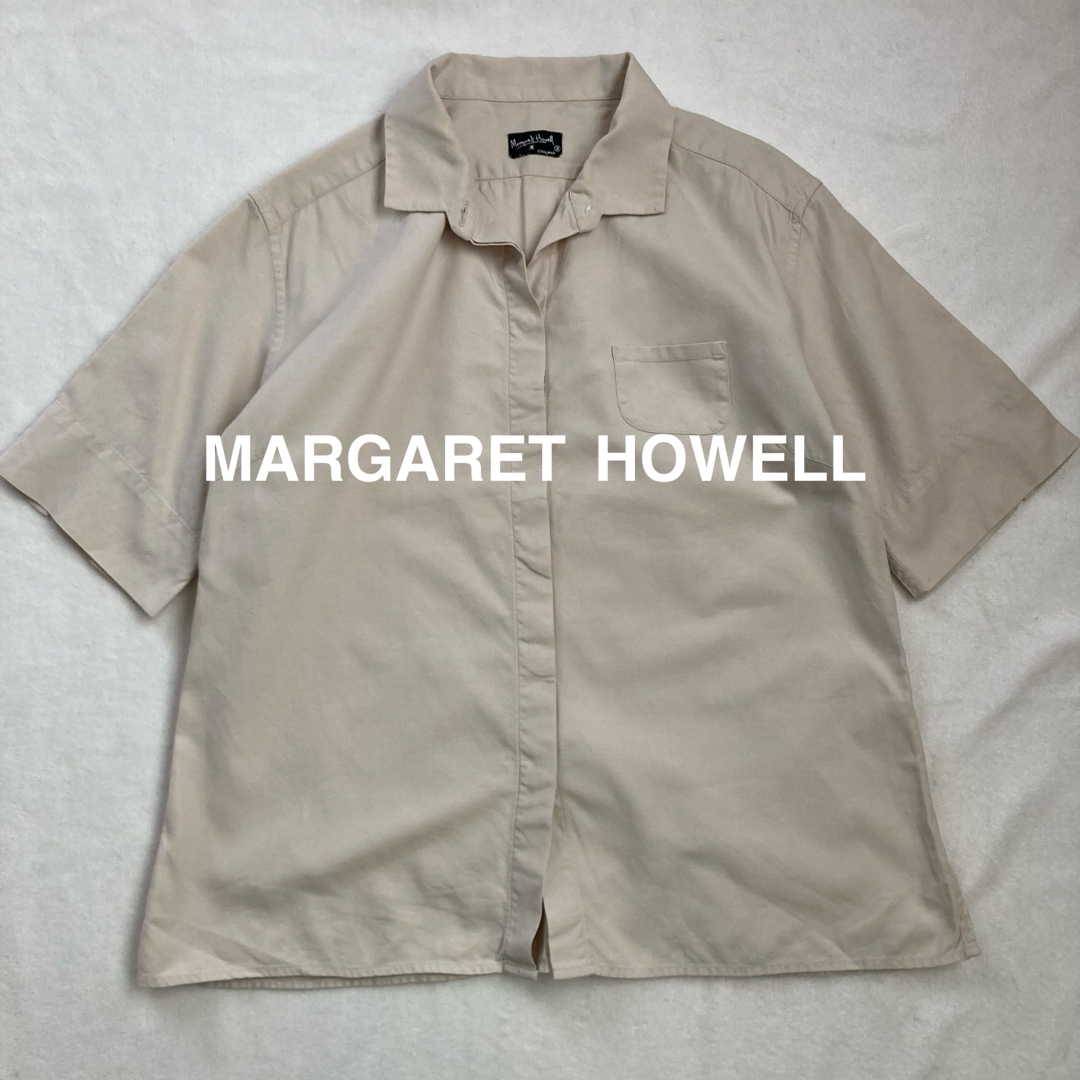 MARGARET HOWELL(マーガレットハウエル)の旧タグ　MARGARET HOWELLマーガレットハウエル　半袖シャツ　隠ボタン レディースのトップス(シャツ/ブラウス(半袖/袖なし))の商品写真