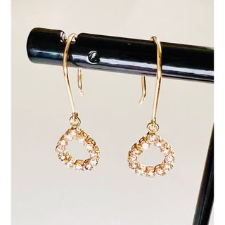 K18YGダイヤモンドピアス　ペアシェイプセッティング 0.36ct(ピアス)