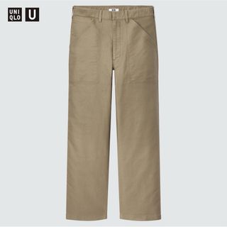 ユニクロ(UNIQLO)のUNIQLO U ユニクロユー ワイドフィットワークパンツ カーキ(ワークパンツ/カーゴパンツ)