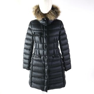 モンクレール(MONCLER)の極美品△MONCLER モンクレール HERMIFUR エルミファー フォックスファー・フード・ロゴワッペン付き ダウンコート ブラック 1 国内正規品 レディース 美シルエット◎(ダウンコート)