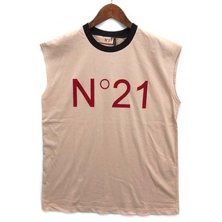 ヌメロヴェントゥーノ(N°21)のヌメロヴェントゥーノ N°21 フロッキープリント ノースリーブ Tシャツ 40(その他)