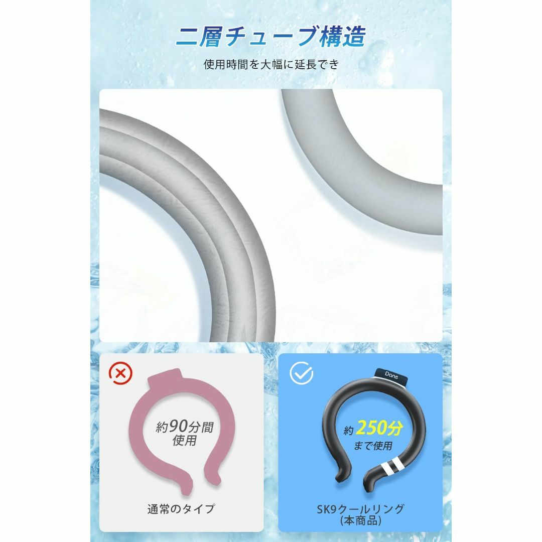 夏新設計 【熱中症対策 2層チューブ設計】 クールリング 18度自然冷却 250 コスメ/美容のコスメ/美容 その他(その他)の商品写真