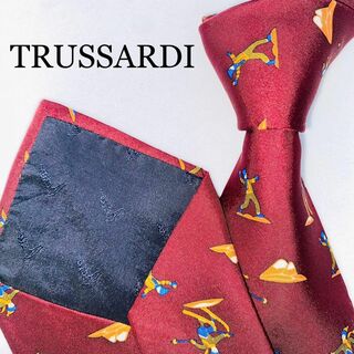 トラサルディ(Trussardi)のTRUSSARDI シルクネクタイ　高級　ブランド　絹100% イタリア製　赤(ネクタイ)