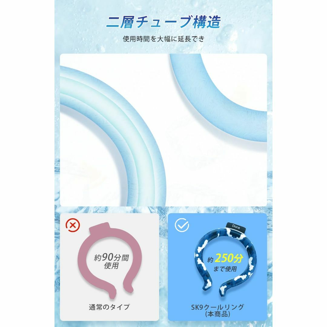 2023夏新設計 【熱中症対策 2層チューブ設計】 クールリング 18度自然冷却 インテリア/住まい/日用品の日用品/生活雑貨/旅行(日用品/生活雑貨)の商品写真