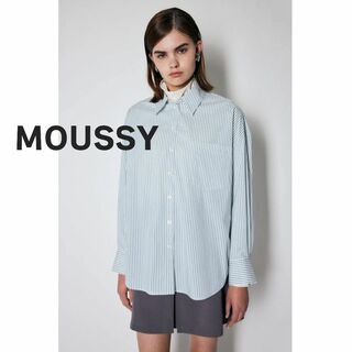 マウジー(moussy)のMOUSSY　マウジー　シャツ　ブラウス　ストライプ　白　緑　長袖　ホワイト(シャツ/ブラウス(長袖/七分))