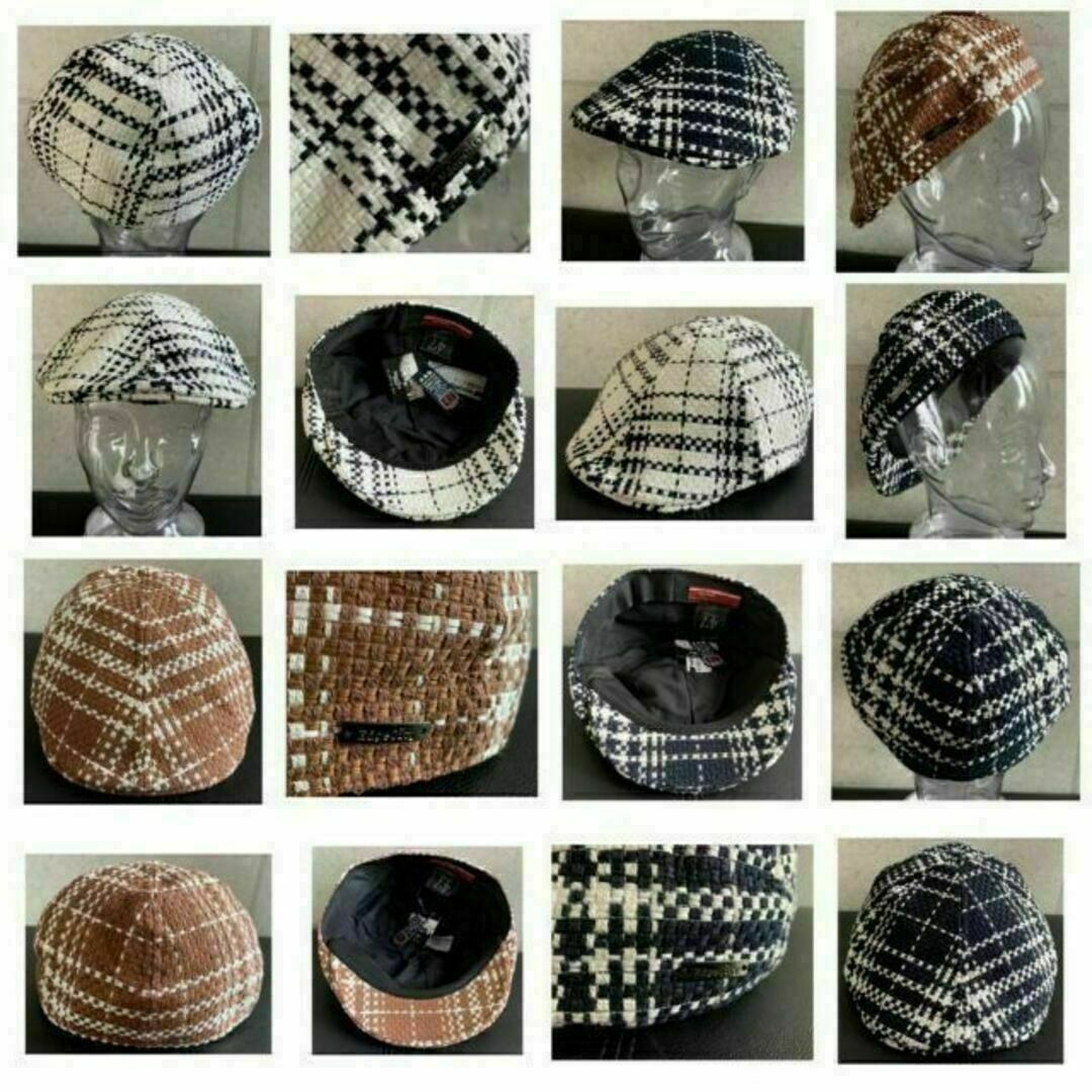 送料込 新品 帽子 日本製 ハンチング チェック チャーム オールシーズン BK メンズの帽子(ハンチング/ベレー帽)の商品写真