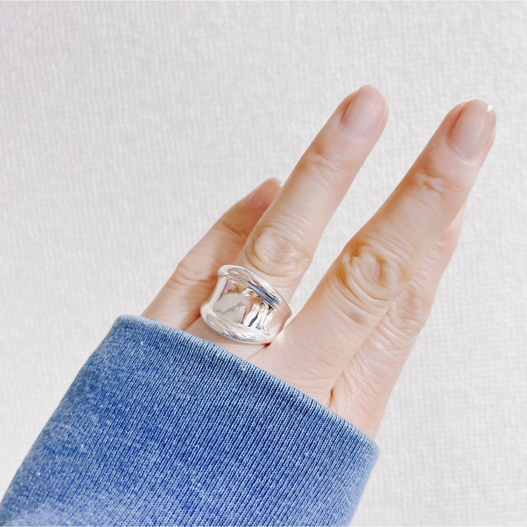 シルバーリング 925 銀 ワイドボリューム フレーム 額 枠 韓国 指輪 メンズのアクセサリー(リング(指輪))の商品写真