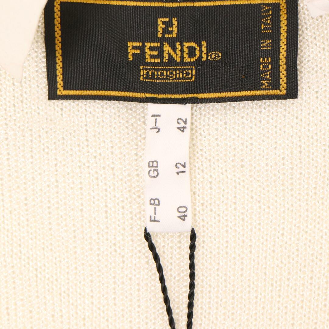 FENDI(フェンディ)のフェンディ ホワイト レースニットカーディガン 42 レディースのトップス(カーディガン)の商品写真