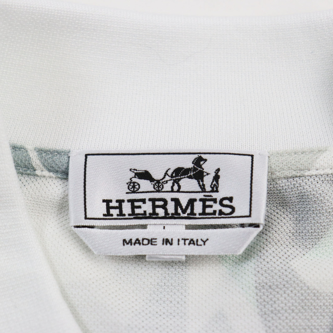 Hermes(エルメス)の未使用品●HERMES エルメス 2023年製 パズル・ヴェジェタル 鹿の子生地 総柄 ショートスリーブ 半袖ポロシャツ マルチカラー L イタリア製 正規品 メンズ メンズのトップス(ポロシャツ)の商品写真