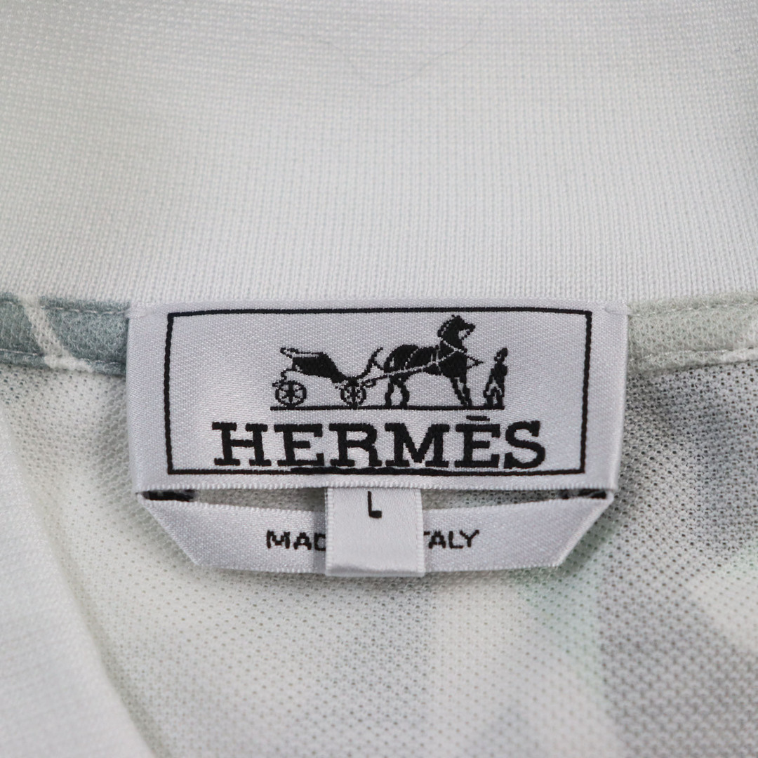 Hermes(エルメス)の未使用品●HERMES エルメス 2023年製 パズル・ヴェジェタル 鹿の子生地 総柄 ショートスリーブ 半袖ポロシャツ マルチカラー L イタリア製 正規品 メンズ メンズのトップス(ポロシャツ)の商品写真