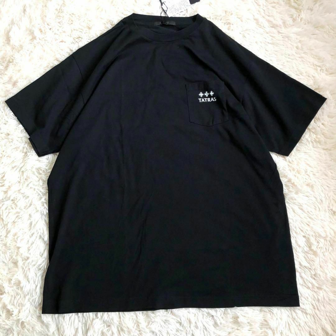 TATRAS(タトラス)の【新品】タトラス バックロゴ 胸ポケットロゴ Tシャツ 05 黒 21SS タグ メンズのトップス(Tシャツ/カットソー(半袖/袖なし))の商品写真