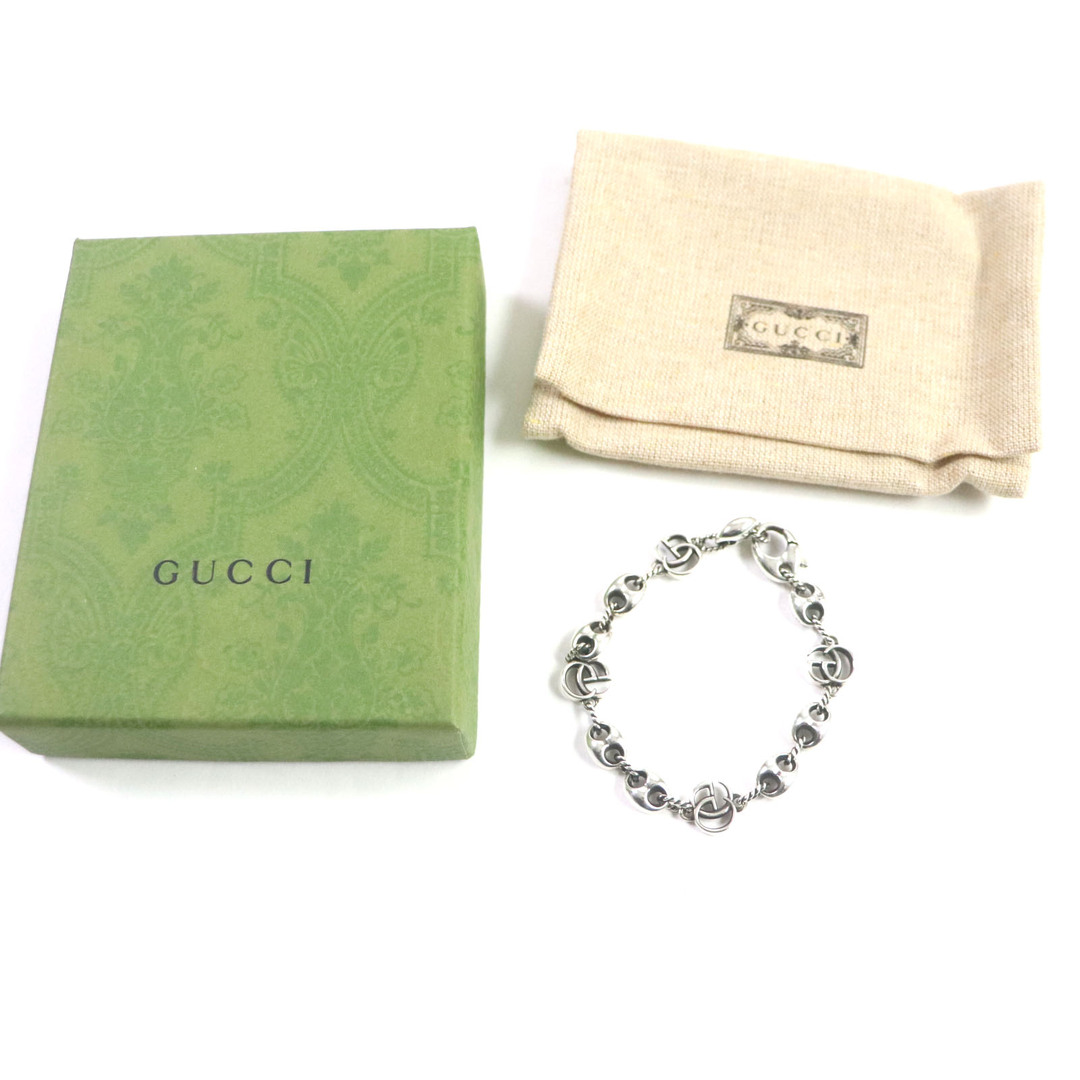 Gucci(グッチ)の美品▼GUCCI グッチ 627118 ダブルG スレッド ピッグノーズ AG925 マリーナチェーン ブレスレット シルバー 箱・保存袋付き 重量17.5g レディース レディースのアクセサリー(ブレスレット/バングル)の商品写真