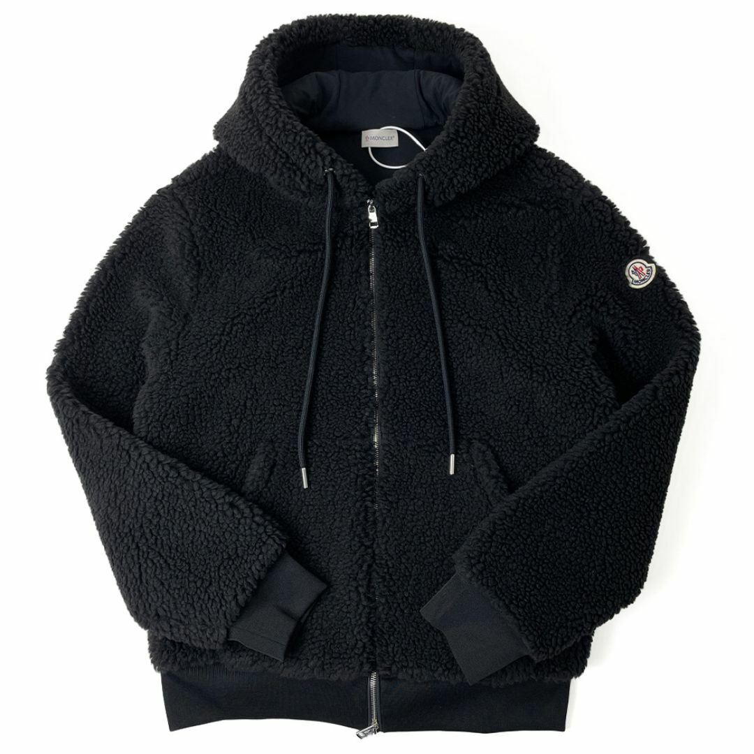 MONCLER(モンクレール)の未使用 MONCLER モンクレール バックロゴ ボアフリース パーカー 黒 L メンズのトップス(パーカー)の商品写真