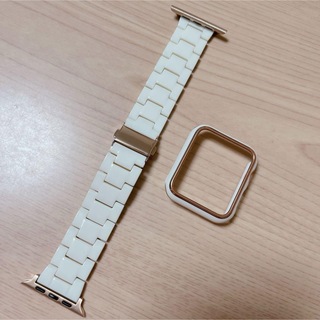 Apple Watchフレーム&バンド ホワイトローズゴールド 42㎜(腕時計)