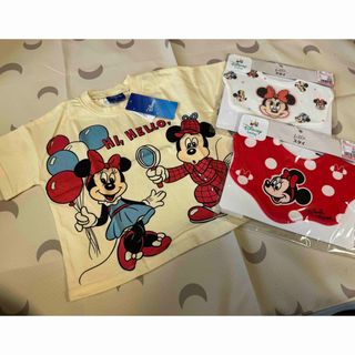 ディズニー(Disney)のベビー　スタイ　Tシャツ　ミニーちゃん(ベビースタイ/よだれかけ)