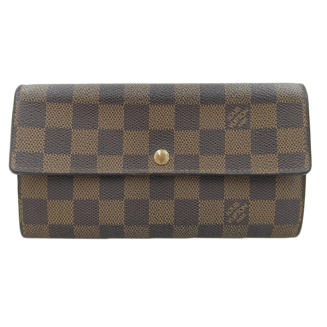 LOUIS VUITTON(ルイヴィトン)の【本物保証】 ルイヴィトン LOUIS VUITTON ダミエ ポルトフォイユ サラ N61726 ホック付長財布 エベヌ レディースのファッション小物(財布)の商品写真