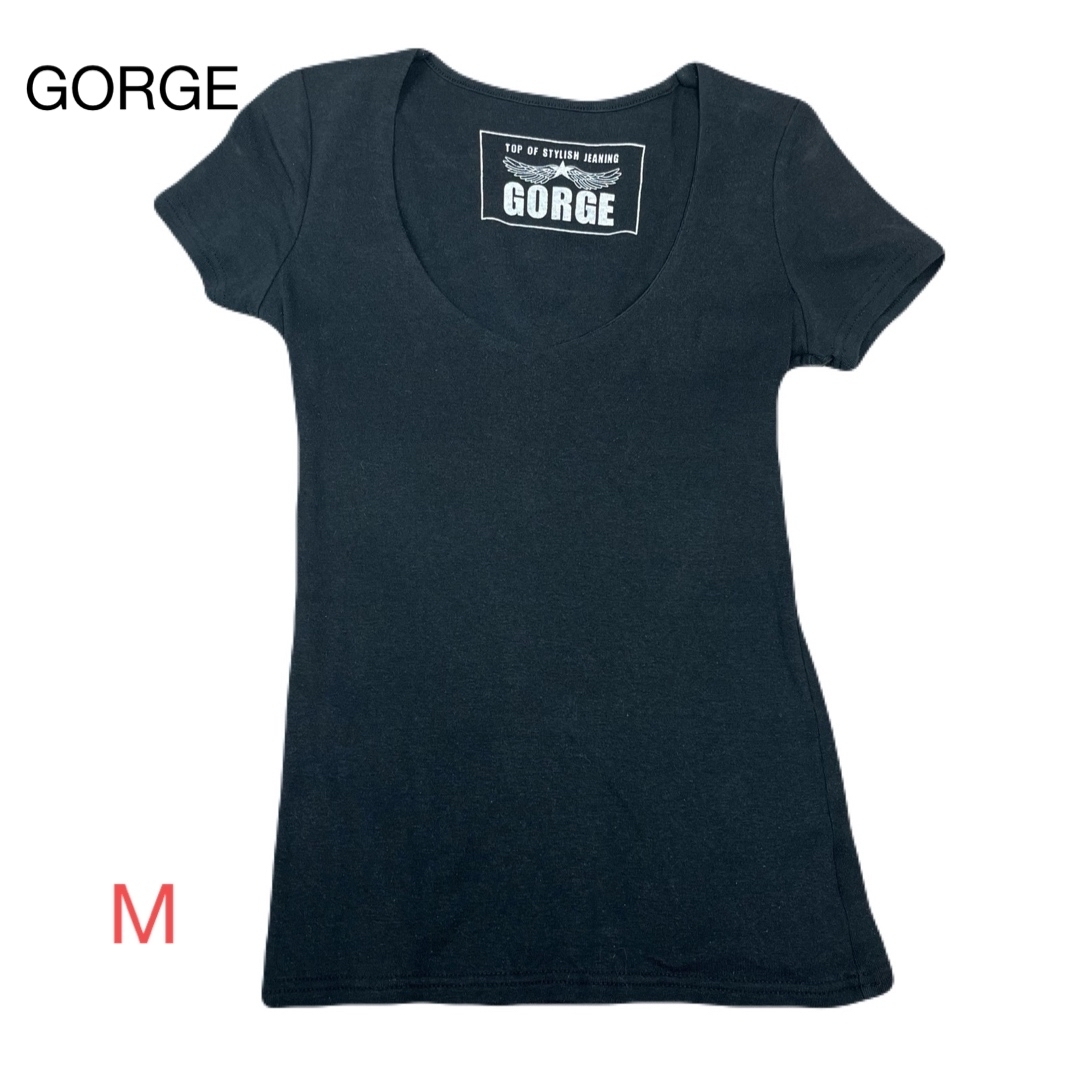 GORGE(ゴージ)のGORGE タイト　Tシャツ　谷間　細身　深Vネック　セクシー レディースのトップス(Tシャツ(半袖/袖なし))の商品写真