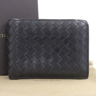 ボッテガヴェネタ(Bottega Veneta)の【本物保証】 箱・布袋付 ボッテガヴェネタ BOTTEGA VENETA イントレチャートコインケース付 二つ折り財布 113112V4651 レザー ブラック 黒(折り財布)