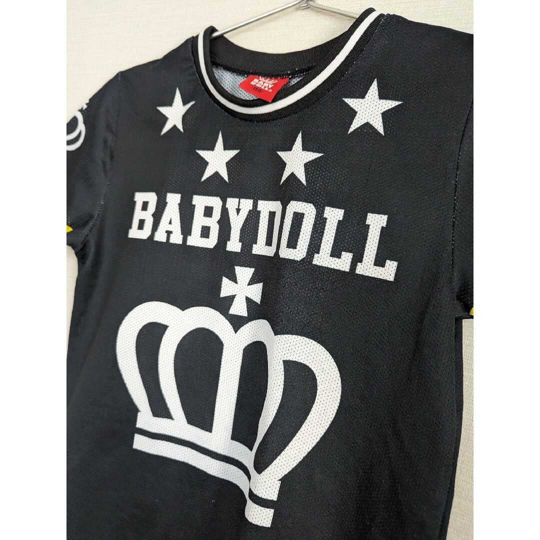 BABYDOLL(ベビードール)のベビードール　半袖　Tシャツ　150　メッシュ　トップス　ロゴプリント　黒 キッズ/ベビー/マタニティのキッズ服男の子用(90cm~)(Tシャツ/カットソー)の商品写真