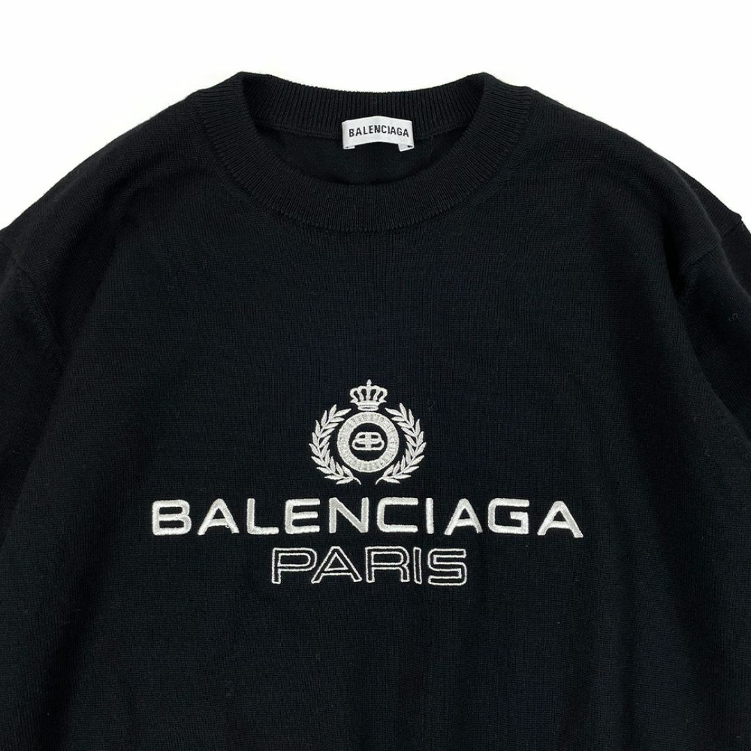 Balenciaga(バレンシアガ)の美品 BALENCIAGA バレンシアガ エンブロイダリー ニット セーター 黒 レディースのトップス(ニット/セーター)の商品写真