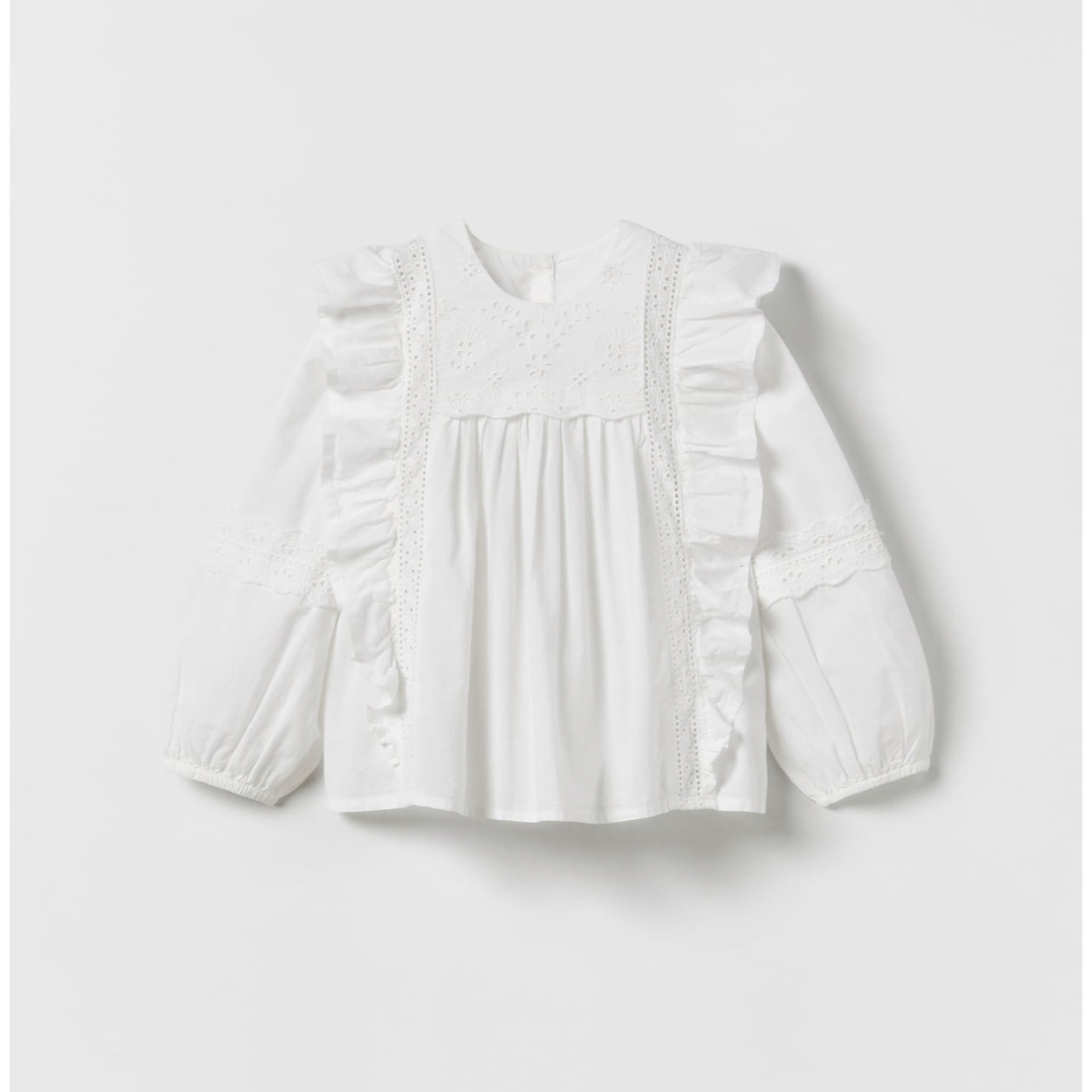 ZARA KIDS(ザラキッズ)のZARAkids フリルシフリーブラウス キッズ/ベビー/マタニティのキッズ服女の子用(90cm~)(ブラウス)の商品写真