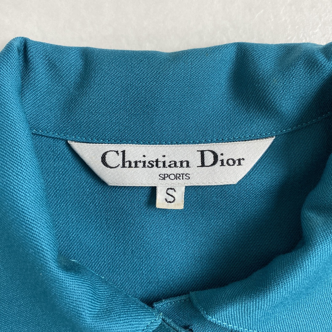 Christian Dior(クリスチャンディオール)のクリスチャンディオール　ブラウス　チャイナボタン　グリーンブルー　刺繍 レディースのトップス(シャツ/ブラウス(長袖/七分))の商品写真