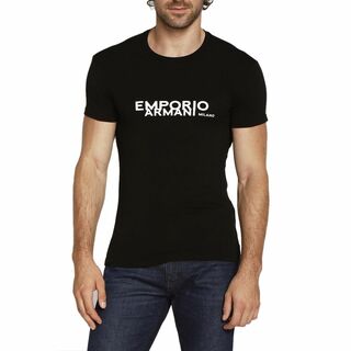送料無料 72 EMPORIO ARMANI エンポリオアルマーニ 111035 2F725 ブラック Tシャツ ロゴ 半袖 size M
