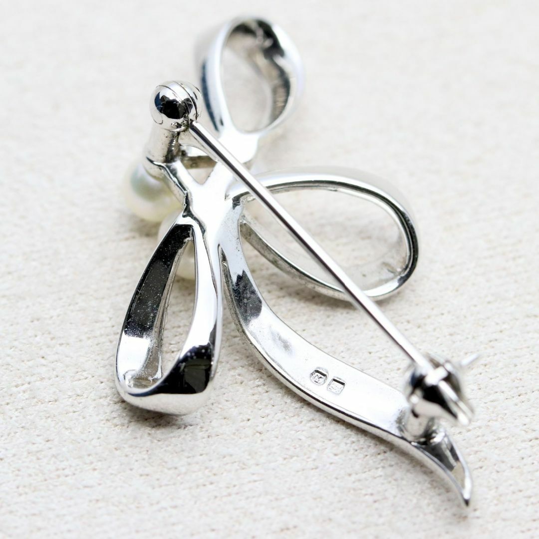 MIKIMOTO 美品 ブローチ シルバー ベビーパール リボン ミキモト MIKIMOTO 美品 ブローチ シルバー ベビーパール リボン ミキモト