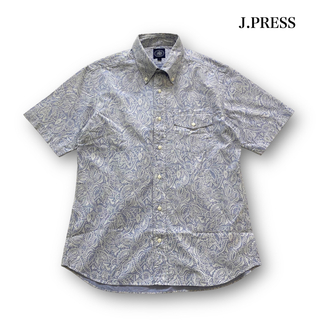 【J.PRESS】ジェイプレス ペイズリー総柄 半袖シャツ ボタンダウンシャツ
