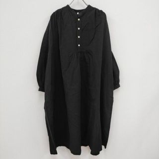 NATURAL LAUNDRY - NATURAL LAUNDRY DAIRY COMFORT コットンリネン サイズ2 ワンピース ブラック レディース ナチュラルランドリー【中古】4-0504M☆