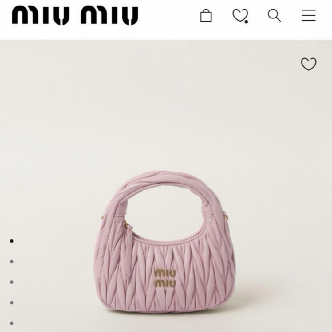 miumiu(ミュウミュウ)の miumiu ミュウミュウ　ワンダー マテラッセレザー ホーボーバッグ　ピンク レディースのバッグ(ショルダーバッグ)の商品写真