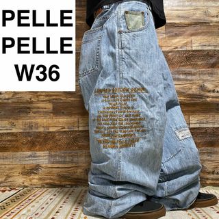 ペレペレ(PELLE PELLE)のペレペレバギーデニムジーンズストリートw36刺繍古着極太y2kb系オーバーサイズ(デニム/ジーンズ)