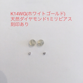 K14WG(ホワイトゴールド)天然ダイヤモンド1ミリピアス　新品(ピアス)