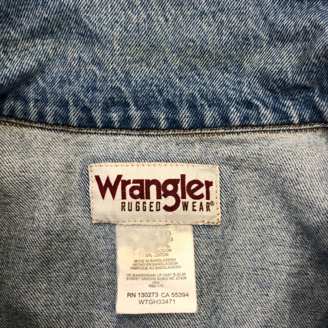 Wrangler(ラングラー)のWrangler ラングラー REGGED WEAR デニムジャケット ライトブルー (メンズ XL相当) 中古 古着 Q6961 メンズのジャケット/アウター(Gジャン/デニムジャケット)の商品写真