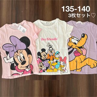 エイチアンドエム(H&M)の新品▪️H&M ミッキー＆ミニー　Tシャツ3枚セット♡135 140(Tシャツ/カットソー)