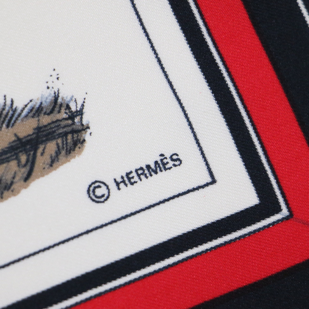 Hermes(エルメス)のHERMES エルメス スカーフ ショール カレ90 ホワイト系 大判 シルク 馬着 Couvertures et tenues de Jou ブランド 【レディース】【中古】 レディースのファッション小物(バンダナ/スカーフ)の商品写真