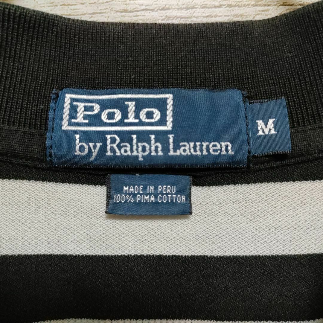 POLO RALPH LAUREN(ポロラルフローレン)の【571】ポロラルフローレン ボーダー　半袖ポロシャツ Ｍサイズ　古着 刺繍ロゴ メンズのトップス(ポロシャツ)の商品写真