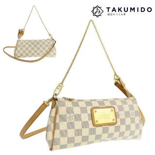 LOUIS VUITTON - ルイヴィトン ショルダーバッグ エヴァ N55214 中古 ダミエ アズール ホワイト レザー LOUIS VUITTON 【中古】 | 2WAY ポーチ バック レディース ファッション 革 シンプル ルイビトン LV 白 ブランド ABランク