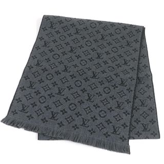 ルイヴィトン(LOUIS VUITTON)の美品□LOUIS VUITTON ルイヴィトン 2021年製 M78526 モノグラム クラシック ウール100% フリンジマフラー アントラシット 箱付き イタリア製 正規品 メンズ 定価74,800円(マフラー)