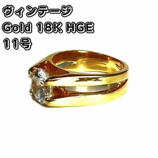 ゴールド　リング　18K hge エスニック　指輪　刻印有り　クリーニング済み(リング(指輪))