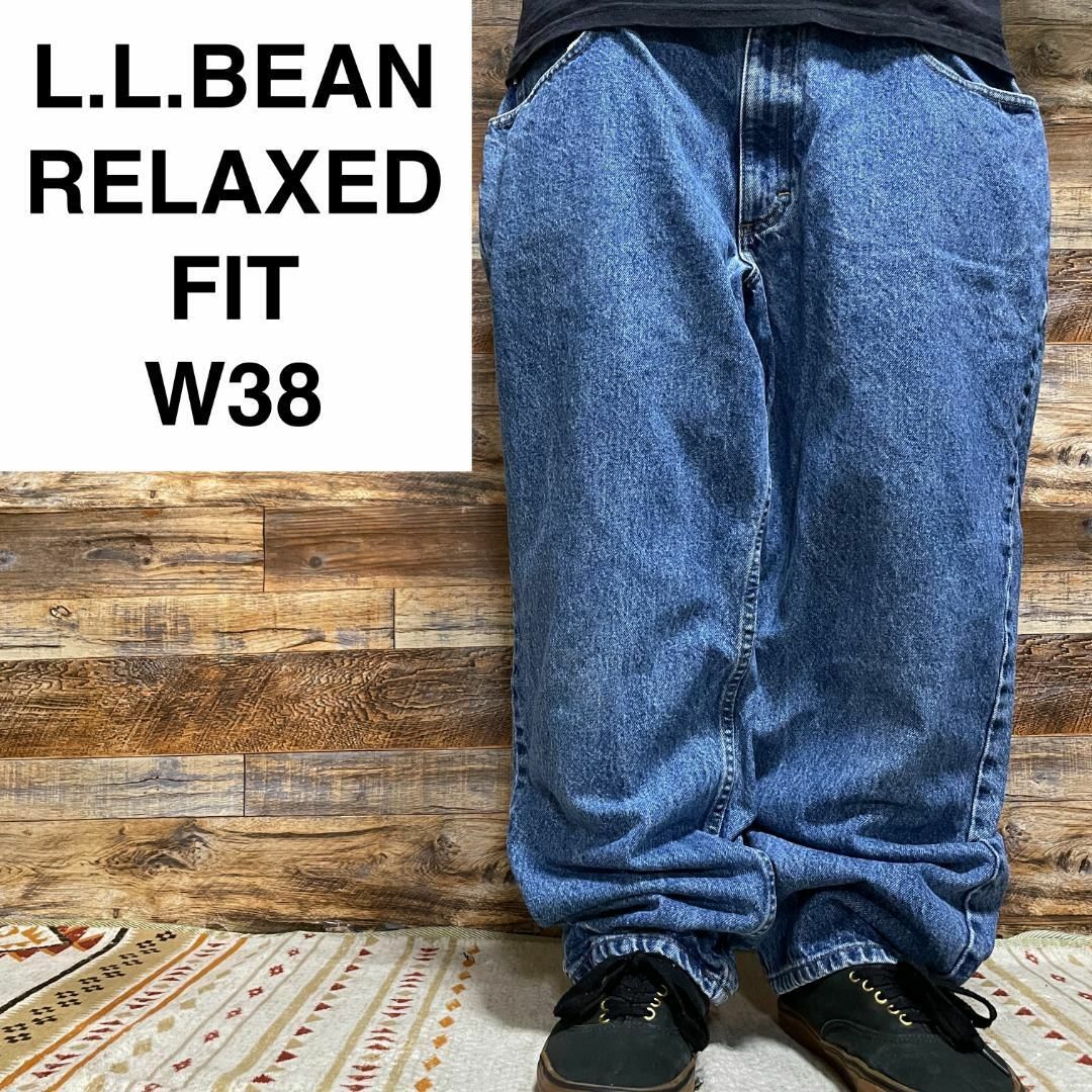 L.L.Bean(エルエルビーン)のLLBEANバギーデニムジーンズw38古着ジーパン青ブルーエルエルビーン青ブルー メンズのパンツ(デニム/ジーンズ)の商品写真