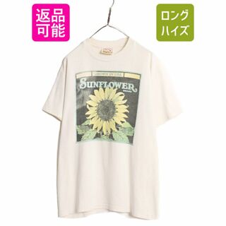 90s USA製 ★ ひまわり アート イラスト プリント Tシャツ メンズ L / 90年代 オールド 向日葵 フラワー 花 グラフィック シングルステッチ(Tシャツ/カットソー(半袖/袖なし))