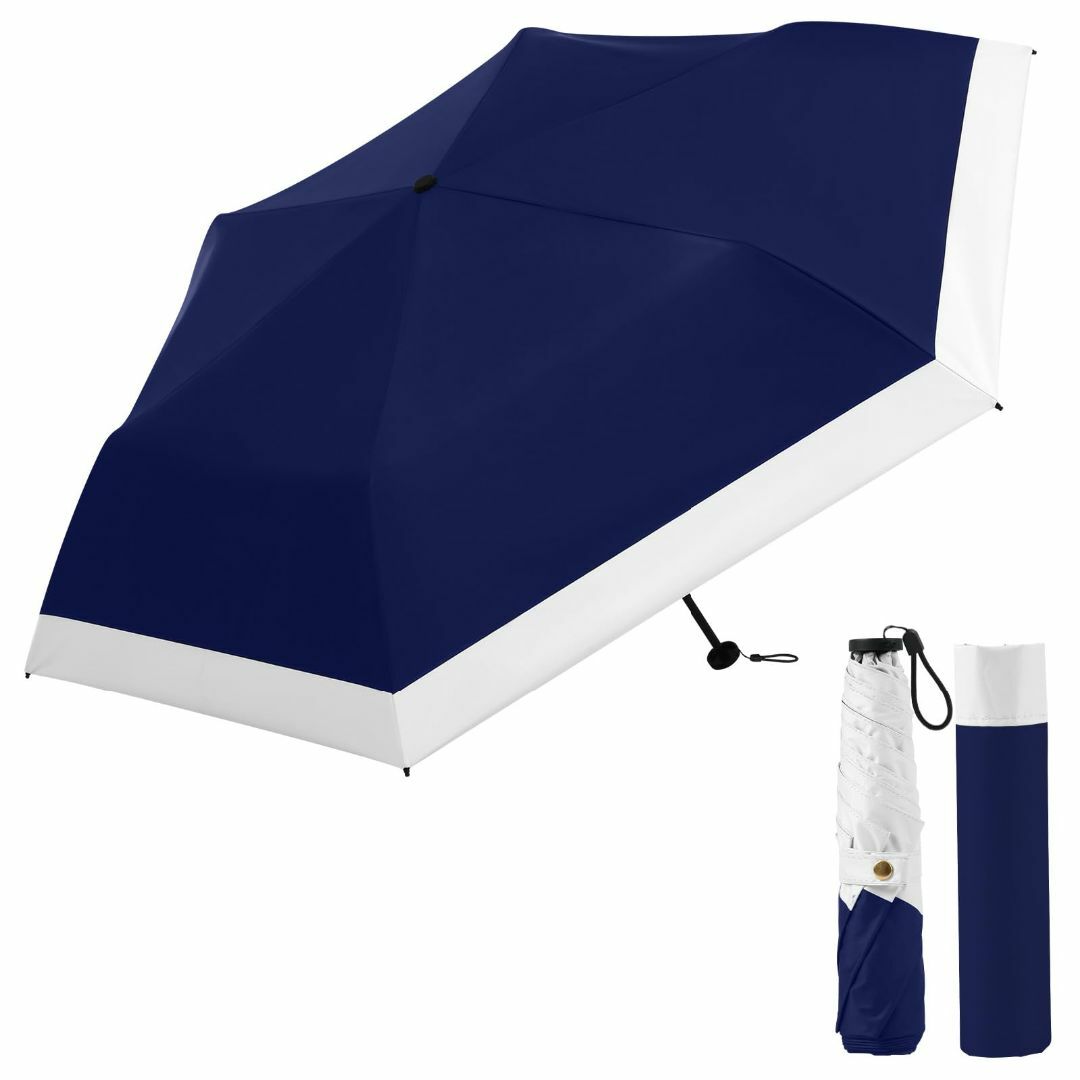 【色: ふち縞ネイビー】[SLEEPSINERO] 日傘 折りたたみ傘 【202 レディースのファッション小物(その他)の商品写真