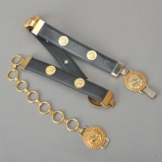 VERSACE◇ヴェルサーチ メデューサ ベルト W66～85cm レザー 黒