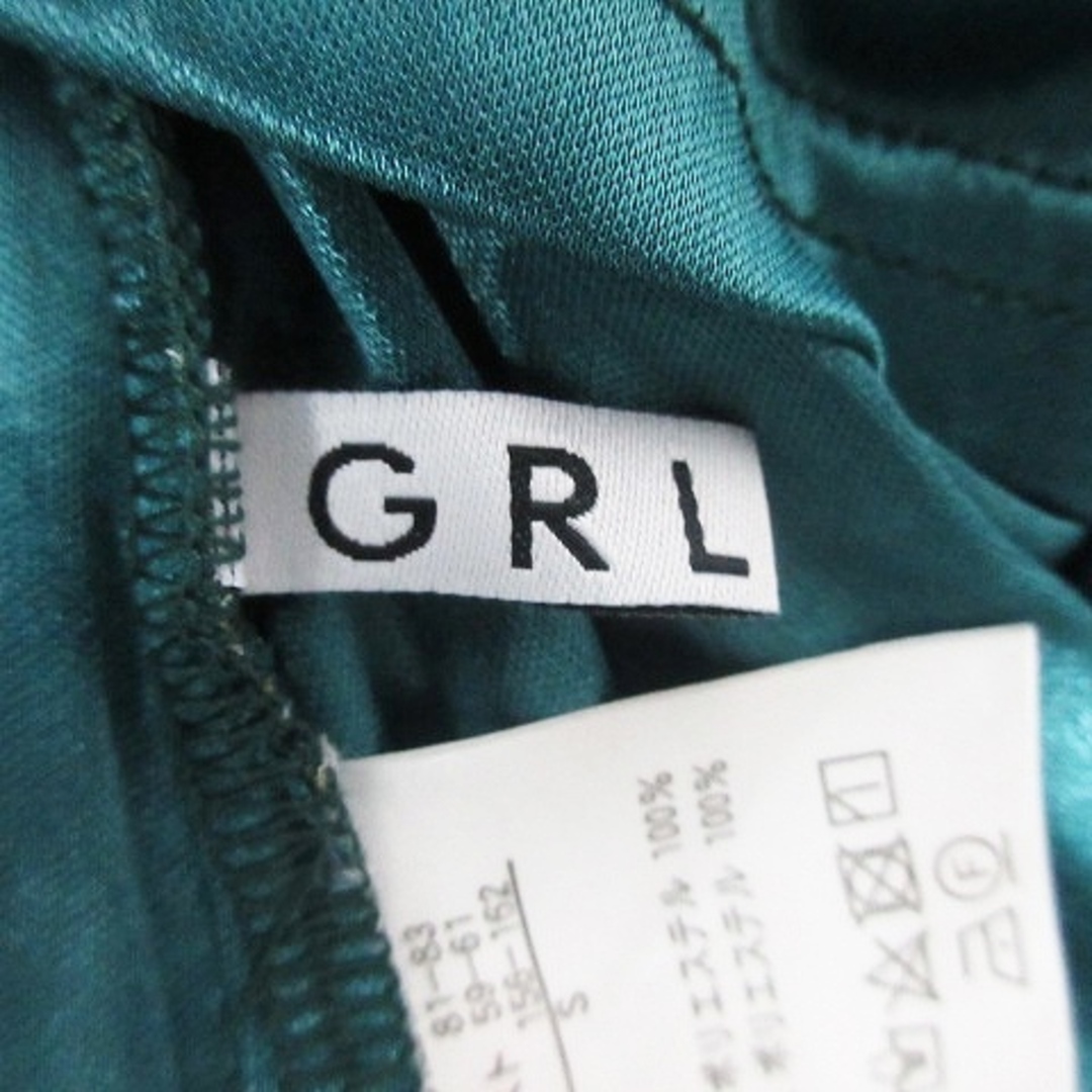 GRL(グレイル)のグレイル ワンピース ロング 半袖 Vネック レースアップ 薄手 花柄 S 緑 レディースのワンピース(ロングワンピース/マキシワンピース)の商品写真