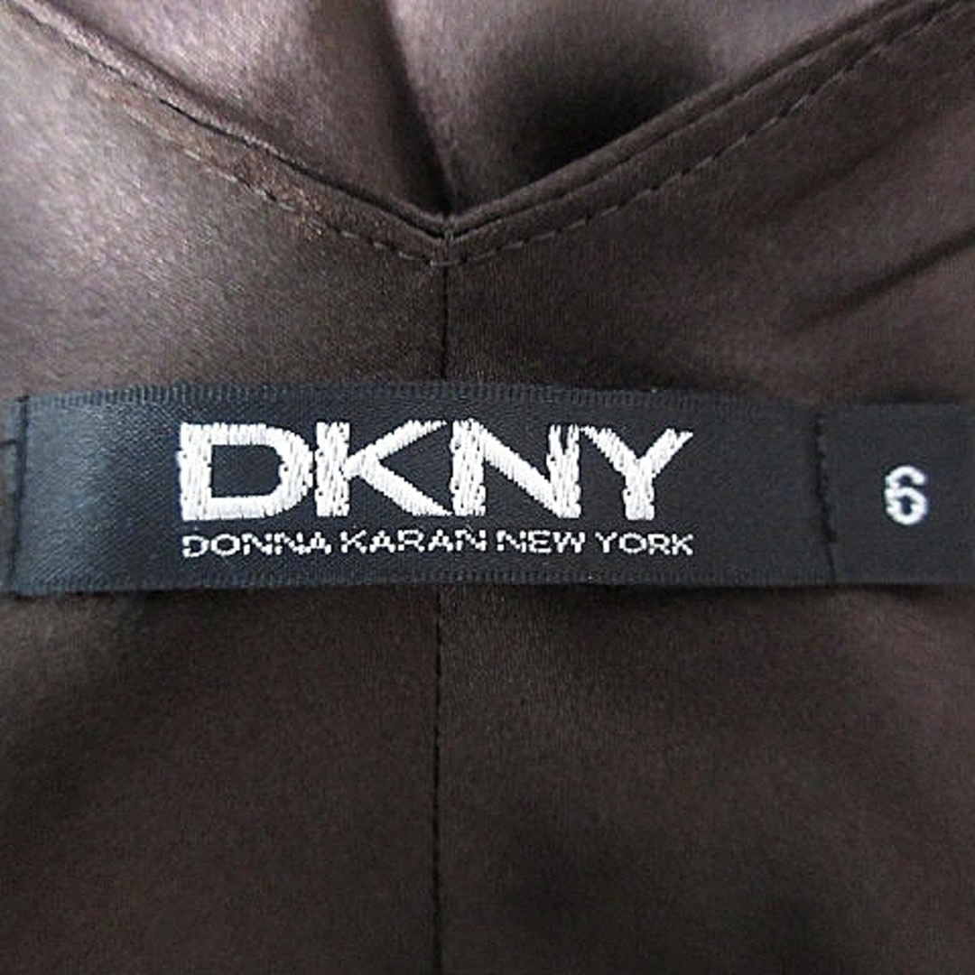 DKNY(ダナキャランニューヨーク)のダナキャランニューヨーク ワンピース ひざ丈 ノースリーブ Vネック 絹 6 茶 レディースのワンピース(ひざ丈ワンピース)の商品写真